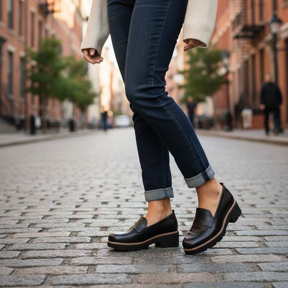 Naturalizer Darry H7079L1001 Womens 11M Black Leather Slip On Loafer Shoes - Picture 11 of 12